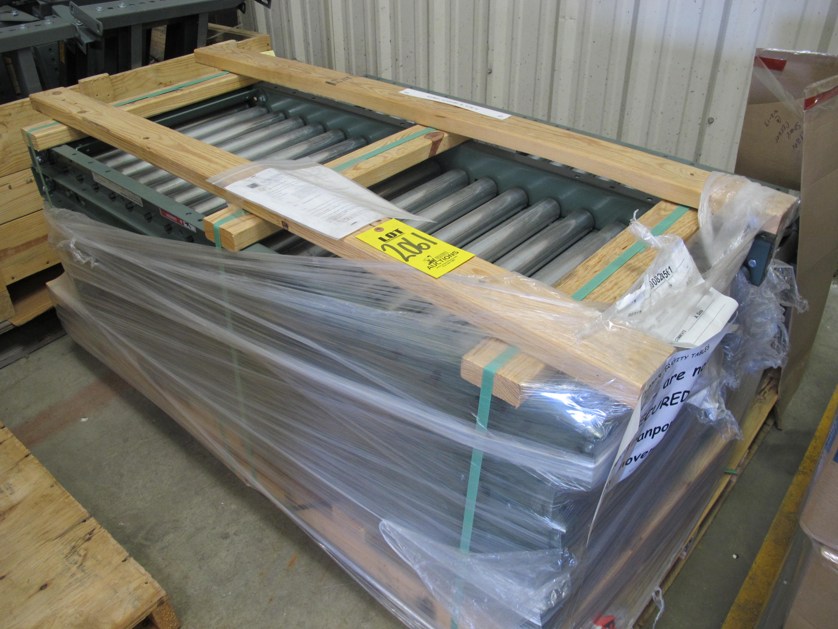 LOT (8) GRAVITY ROLLER CONVEYORS 24" X 5' WITH LEGS (W-44) LOADING & HANDLING FEE $30-